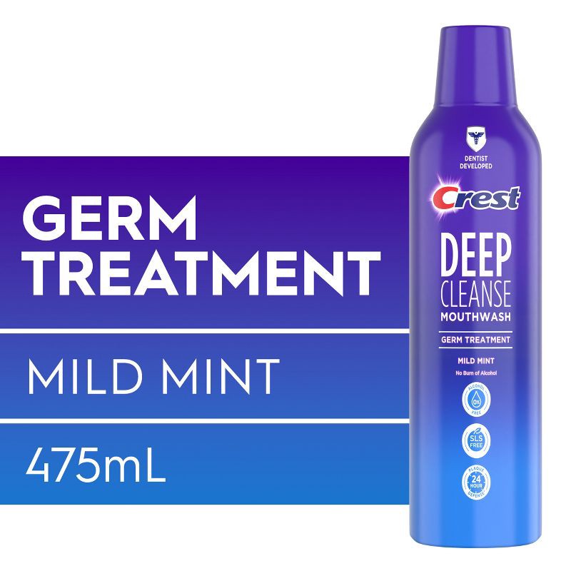 slide 3 of 9, Crest Deep Cleanse Germ Treatment Mouthwash Mild Mint - 475mL, 475 ml