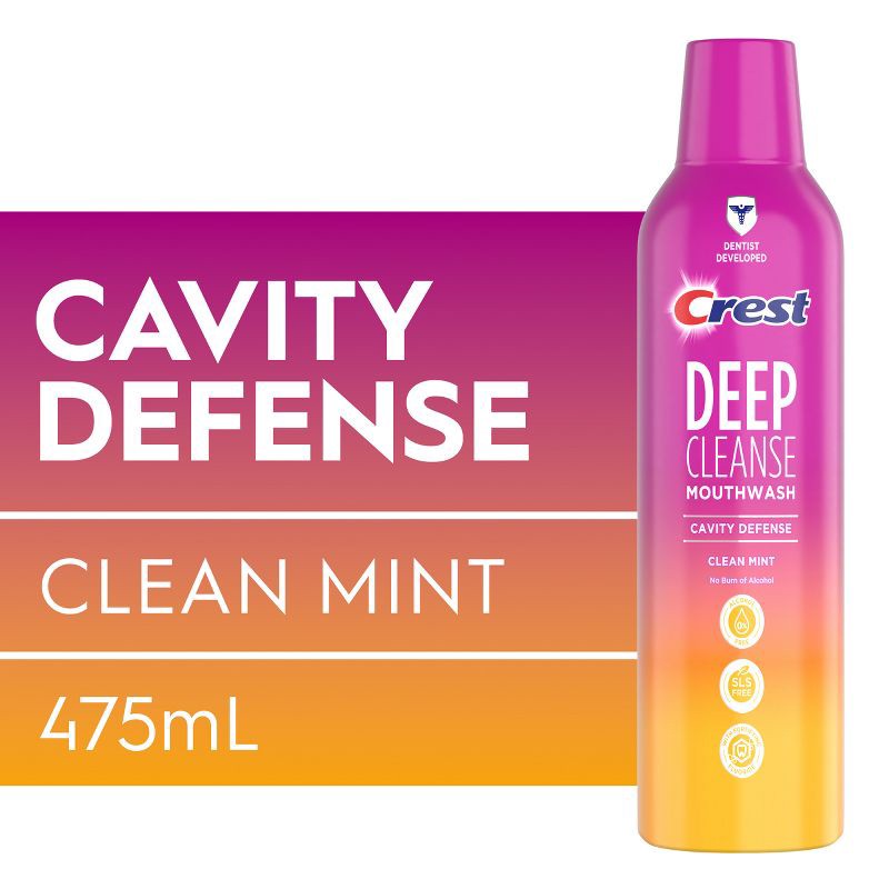 slide 3 of 9, Crest Deep Cleanse Cavity Defense Mouthwash Clean Mint - 475mL, 475 ml