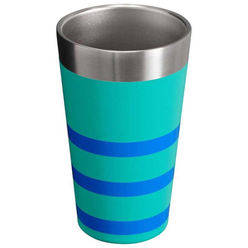 slide 3 of 3, Stanley 16 oz Stainless Steel Stacking Pint Aquamarine Striped, 16 oz