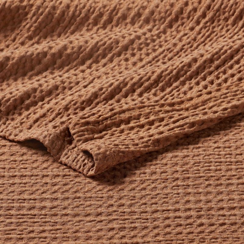 slide 3 of 3, Full/Queen TENCEL® Lyocell Waffle Bed Blanket Brown - Threshold™: Cooling, Midweight, OEKO-TEX Certified, 1 ct