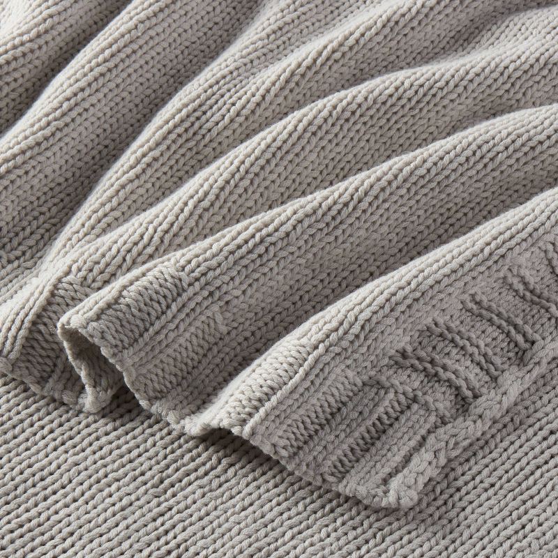 slide 3 of 3, Full/Queen Sweater Knit Bed Blanket Gray - Threshold™: Cotton & Recycled Polyester, OEKO-TEX Certified, 1 ct