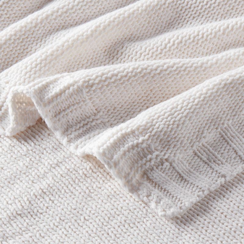 slide 3 of 3, King Sweater Knit Bed Blanket White - Threshold™: Cotton & Recycled Polyester, OEKO-TEX Certified, Machine Washable, 1 ct