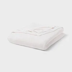 King Sweater Knit Bed Blanket White - Threshold™: Cotton & Recycled Polyester, OEKO-TEX Certified, Machine Washable