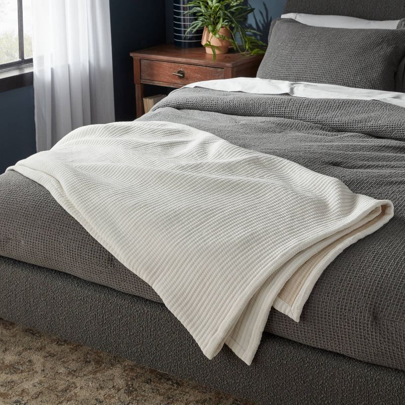 slide 2 of 3, Full/Queen Matelassé Bed Blanket Ivory - Threshold™, 1 ct
