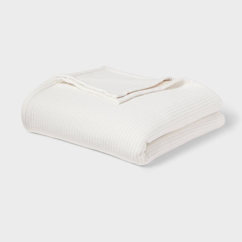slide 1 of 3, Full/Queen Matelassé Bed Blanket Ivory - Threshold™, 1 ct