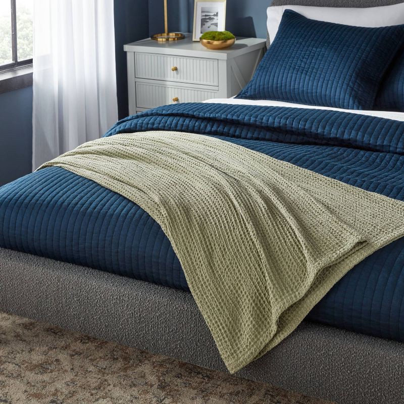slide 2 of 3, King TENCEL® Lyocell Waffle Bed Blanket Green - Threshold™: Cooling, Midweight, OEKO-TEX Certified, 1 ct