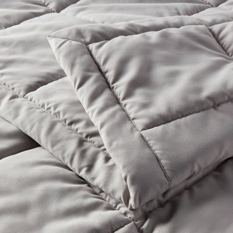 slide 3 of 3, Full/Queen Quilted Down Alternative Bed Blanket Gray - Room Essentials™: Woven, Reversible, Machine Washable, 1 ct