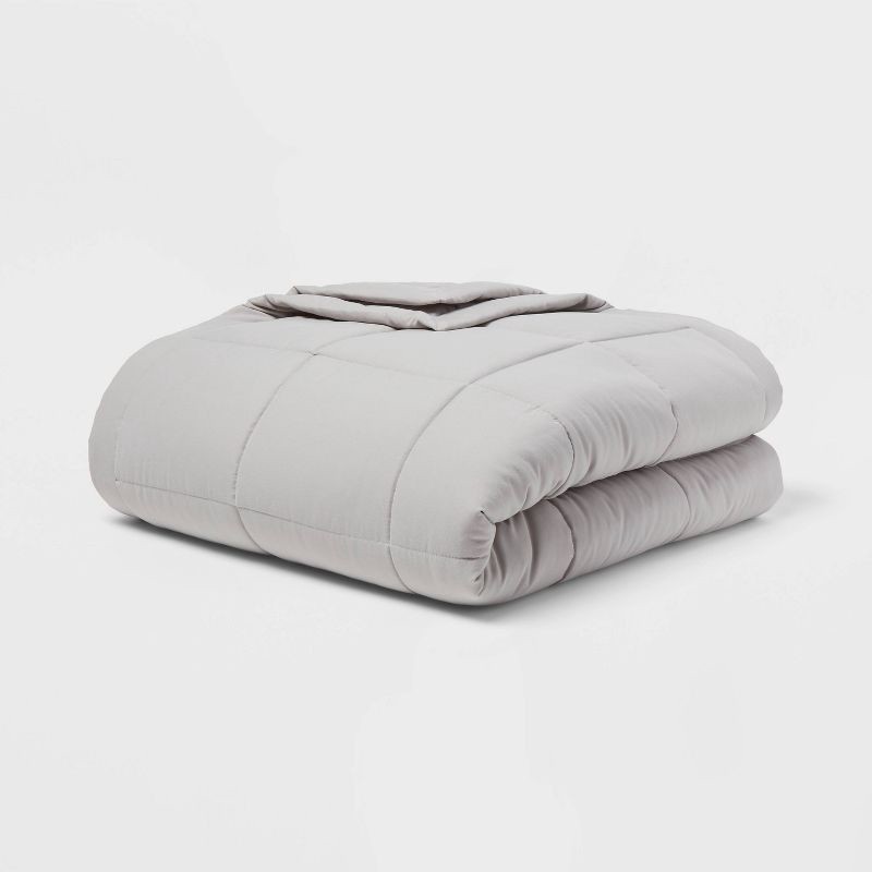 slide 1 of 3, Full/Queen Quilted Down Alternative Bed Blanket Gray - Room Essentials™: Woven, Reversible, Machine Washable, 1 ct