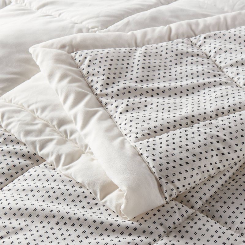 slide 3 of 3, Twin/Twin Extra Long Quilted Down Alternative Bed Blanket Ivory Dash - Room Essentials™: Reversible, Woven, 180 Thread Count, 1 ct