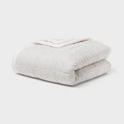 Twin/Twin Extra Long Quilted Down Alternative Bed Blanket Ivory Dash - Room Essentials™: Reversible, Woven, 180 Thread Count