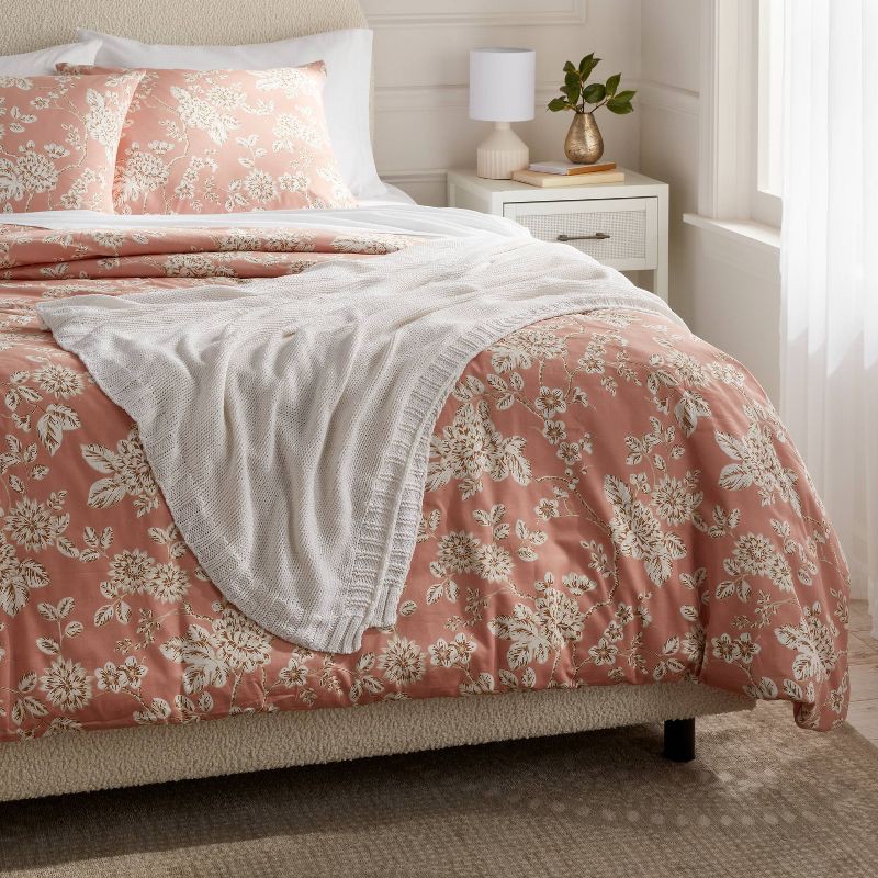 slide 2 of 3, Full/Queen Sweater Knit Bed Blanket White - Threshold™: Cotton & Recycled Polyester, OEKO-TEX Certified, 1 ct