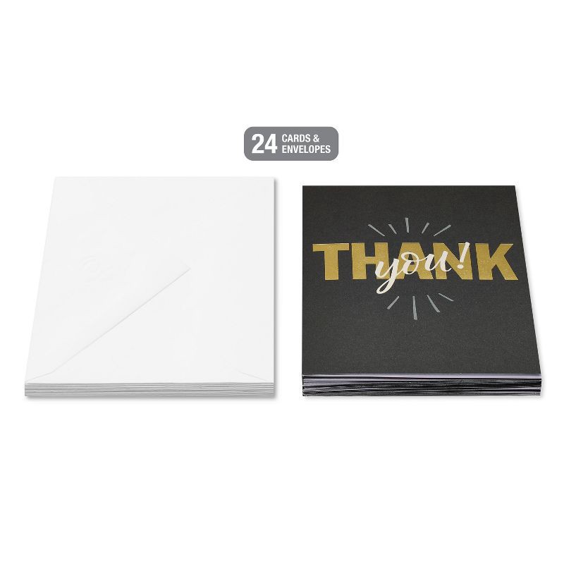 slide 3 of 3, American Greetings 24ct Graduation Blank Notes Thank You Hot Stamp Black/Gold, 24 ct