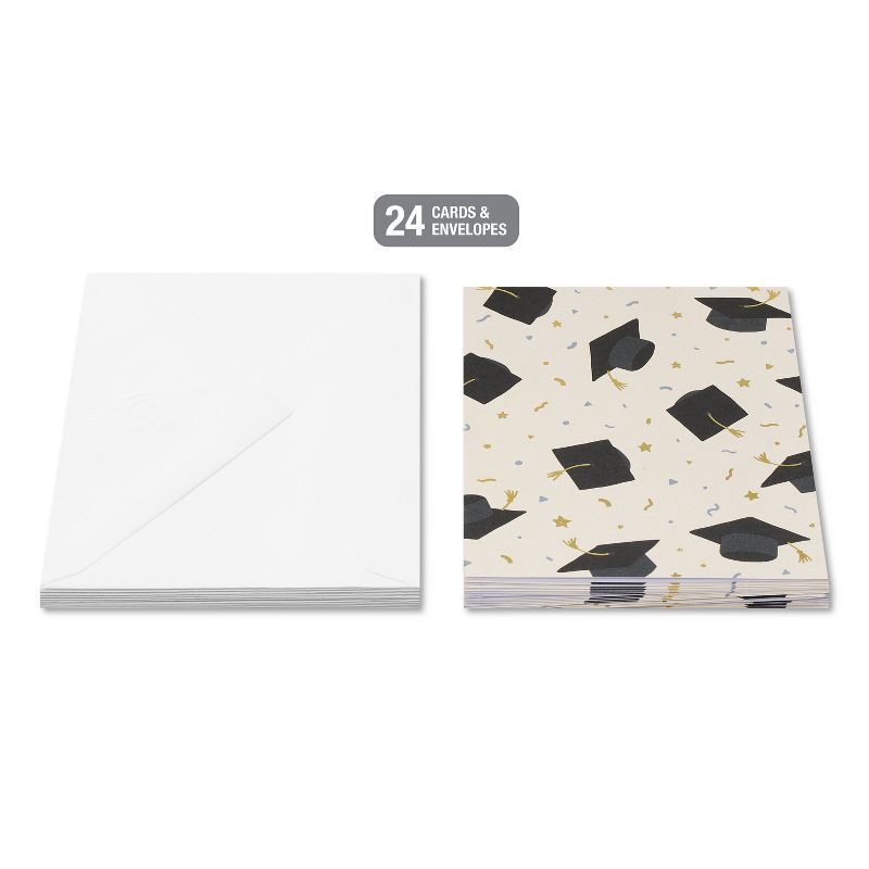 slide 2 of 3, American Greetings 24ct Graduation Blank Notes Tossed Caps Hot Stamp, 24 ct