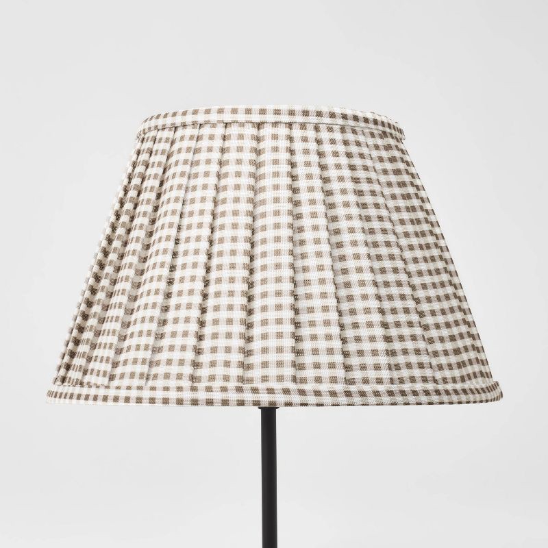 slide 2 of 4, Threshold designed w/Studio McGee Gingham Pleated Lamp Shade Brown - Threshold™ designed with Studio McGee, 1 ct