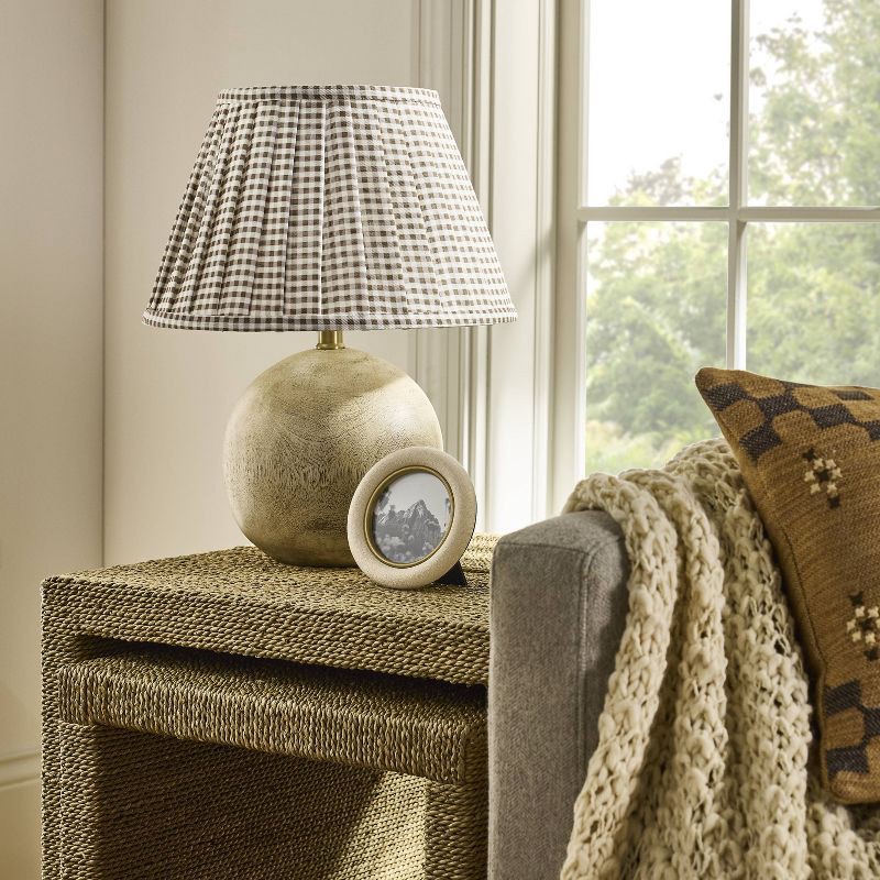 slide 3 of 4, Threshold designed w/Studio McGee Gingham Pleated Lamp Shade Brown - Threshold™ designed with Studio McGee, 1 ct