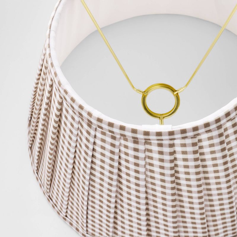 slide 4 of 4, Threshold designed w/Studio McGee Gingham Pleated Lamp Shade Brown - Threshold™ designed with Studio McGee, 1 ct