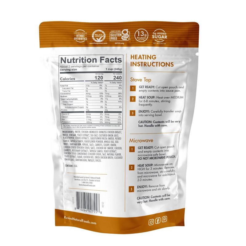 slide 2 of 2, Kevin's Natural Foods Gluten Free Chicken Soup with Cauliflower Pasta - 16oz, 16 oz