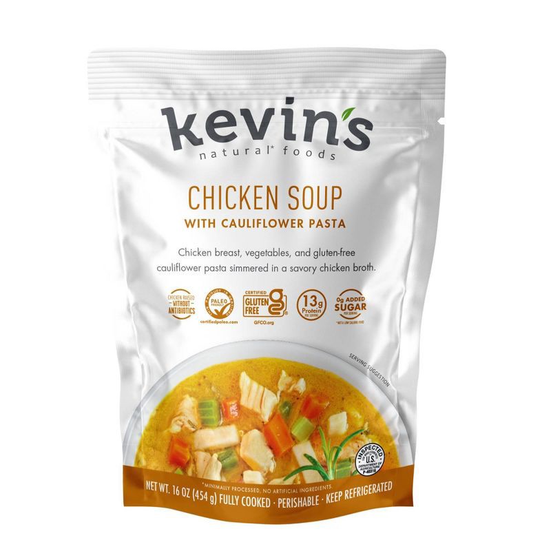 slide 1 of 2, Kevin's Natural Foods Gluten Free Chicken Soup with Cauliflower Pasta - 16oz, 16 oz