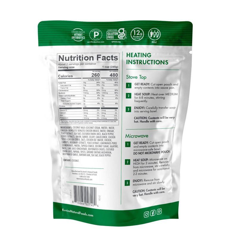 slide 2 of 2, Kevin's Natural Foods Gluten Free Thai-Style Coconut Chicken Soup - 16oz, 16 oz