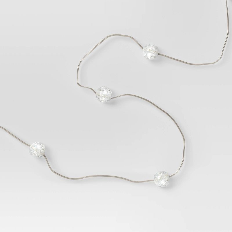 slide 1 of 4, Cracked Orb Fairy String Lights White - Room Essentials™: LED Indoor Decor, USB & Battery Powered, 14ft Length, 14 ft