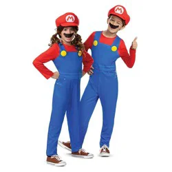 Nintendo Super Mario Bros Elevated Kids' Classic Halloween Costume L: Nintendo Boys Jumpsuit with Hat & Mustache
