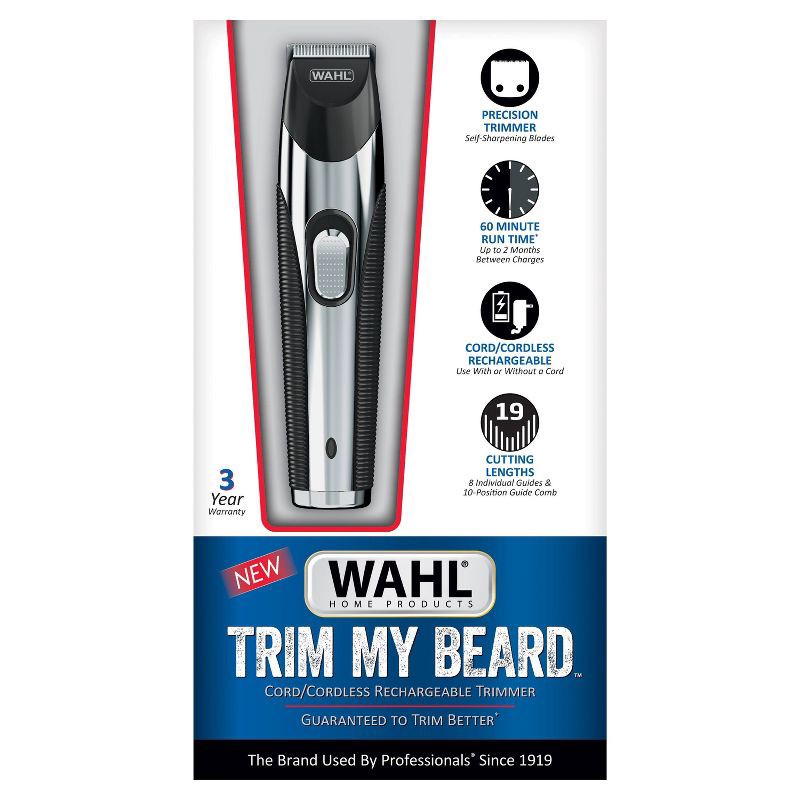 slide 1 of 4, Wahl Cord/Cordless Rechargeable Electric Beard Hair Trimmer for Men with 19 Cutting Lengths, 1 ct