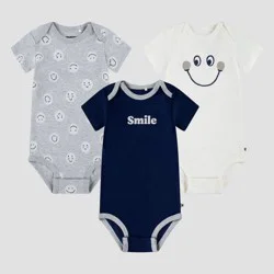 Huggies Baby 3pk Organic Bodysuit - Navy Blue/Gray 12M