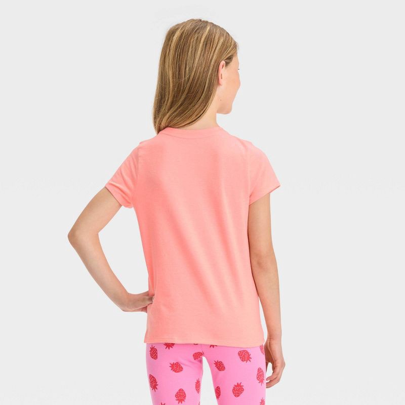 slide 2 of 3, Girls' Short Sleeve 'Rainbow Strawberry' Graphic T-Shirt - Cat & Jack™ Bright Pink M, 1 ct