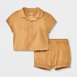 Baby Boys' Gauze Top & Bottom Set - Cat & Jack™ Light Brown 18M