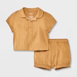 Baby Boys' Gauze Top & Bottom Set - Cat & Jack™ Light Brown 18M