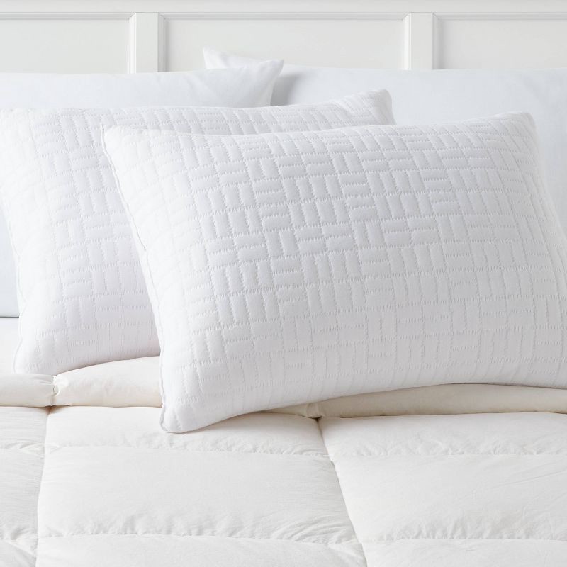 slide 2 of 4, Standard/Queen Medium 2pk Plush Knit Bed Pillows White - Room Essentials™, 2 ct