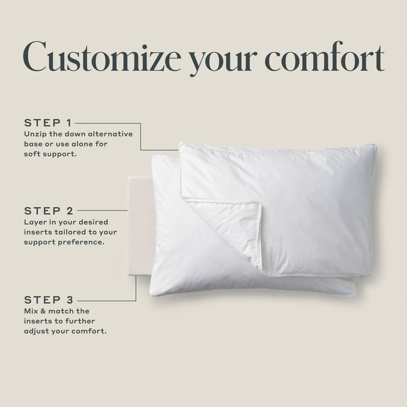 slide 6 of 10, Standard/Queen Soft Customizable Down Alternative Bed Pillow Outer Comfort Cover White - Casaluna™: Hypoallergenic, 300 Thread Count, 1 ct