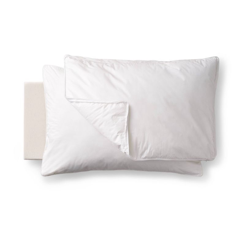 slide 1 of 6, Standard/Queen Soft Customizable Down Alternative Bed Pillow Outer Comfort Cover White - Casaluna™: Hypoallergenic, 300 Thread Count, 1 ct