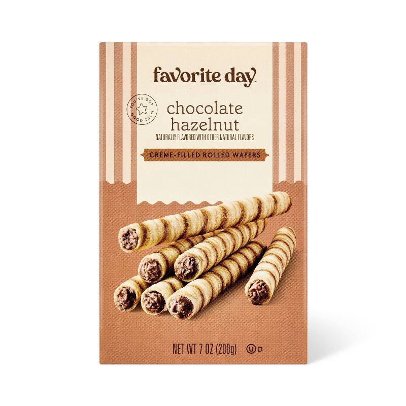 slide 1 of 3, Chocolate Hazelnut Filled Rolled Wafers - 7oz - Favorite Day™, 7 oz