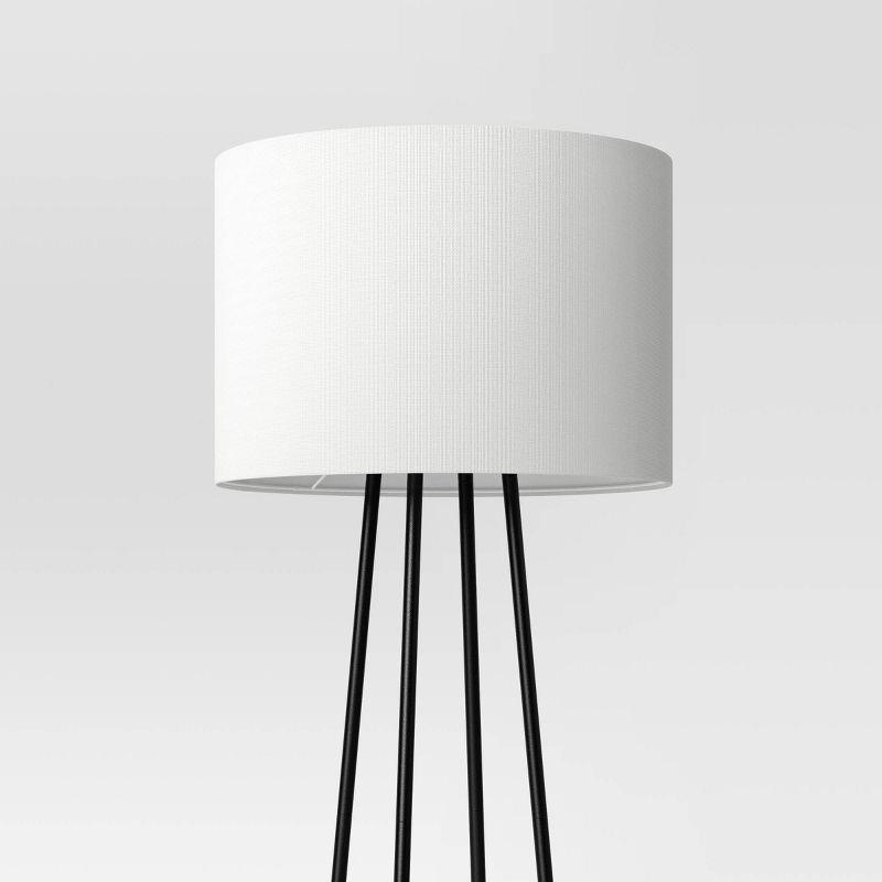 slide 4 of 4, Floor lamp with Shelves - Room Essentials™: Black Metal, Linen Shade, ETL Listed, 62" Height, 1 ct