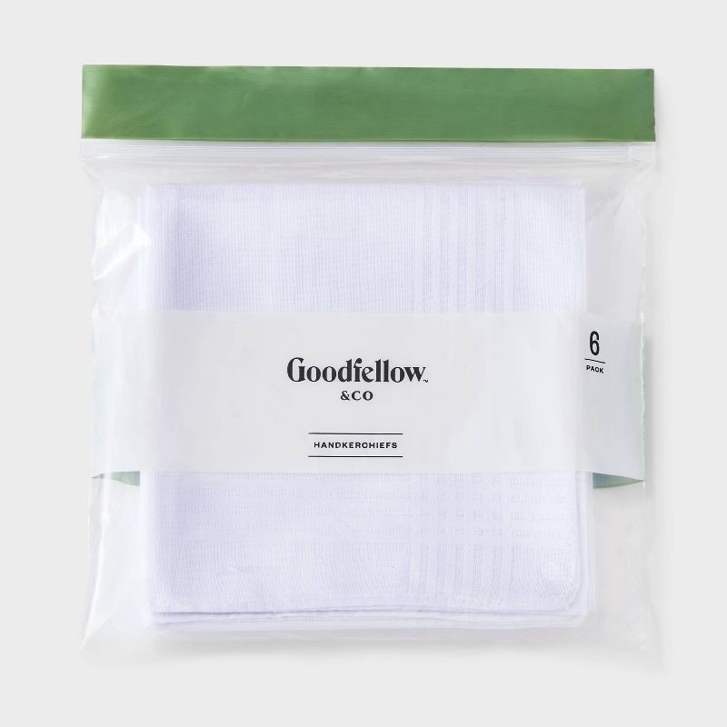 slide 2 of 2, Men's Hankies and Handkerchieves - Goodfellow & Co™ White: Cotton, Lightweight, Double-Stitched, 16"x16", 1 ct