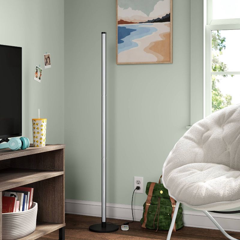 slide 3 of 6, Color Changing LED Floor Lamp with Remote Control Mood and Ambient Lighting Black - Room Essentials™, 1 ct