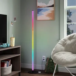 Color Changing LED Floor Lamp with Remote Control Mood and Ambient Lighting Black - Room Essentials™
