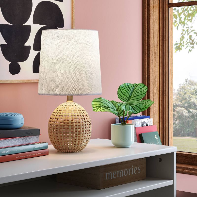 slide 2 of 4, Round Wicker Table Lamp Brown - Room Essentials™: ETL Listed, No Assembly, Modern Decor, 1 ct