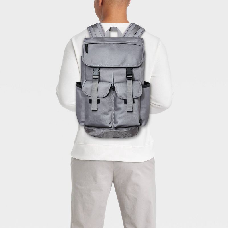 slide 2 of 5, Men's 18.5" Backpack with Buckles - Goodfellow & Co™ Gray, 1 ct