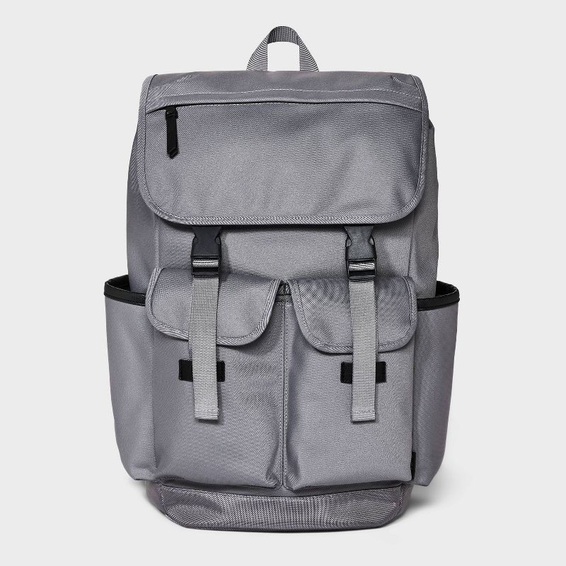 slide 1 of 5, Men's 18.5" Backpack with Buckles - Goodfellow & Co™ Gray, 1 ct