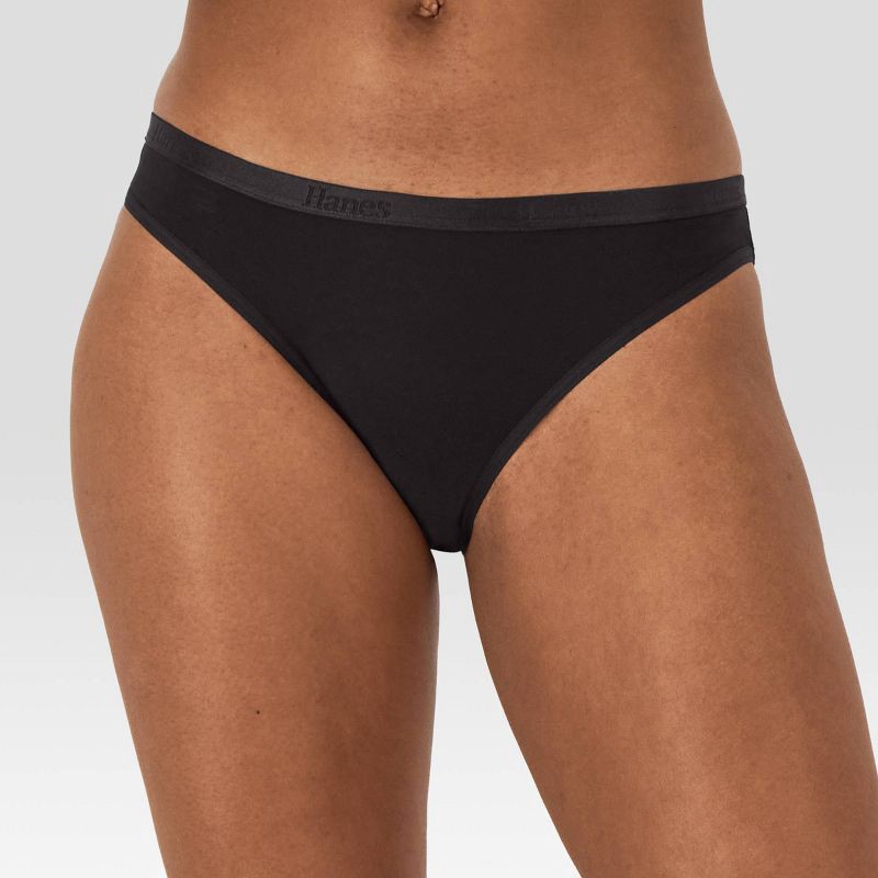 slide 2 of 5, Hanes Originals Women's 3pk SuperSoft Low-Rise Bikini Underwear - Black/Nude XL: Tagless, Breathable Knit Fabric, Machine Washable, 3 ct