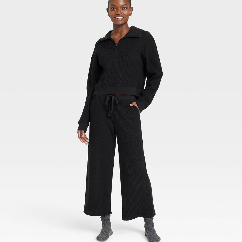 Women's Waffle Lounge Pants - Stars Above Black M 1 ct