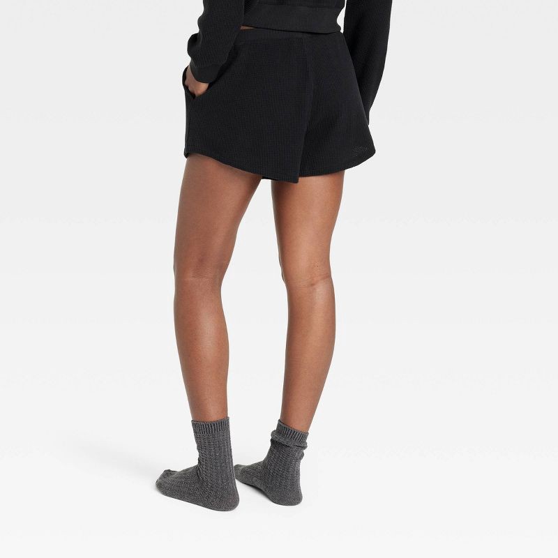 slide 2 of 3, Women's Waffle Lounge Shorts - Stars Above™ Black XL, 1 ct