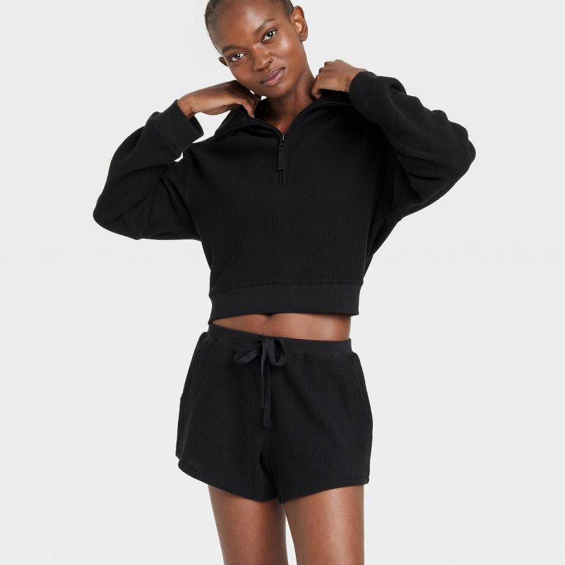 slide 3 of 3, Women's Waffle Lounge Shorts - Stars Above™ Black XL, 1 ct