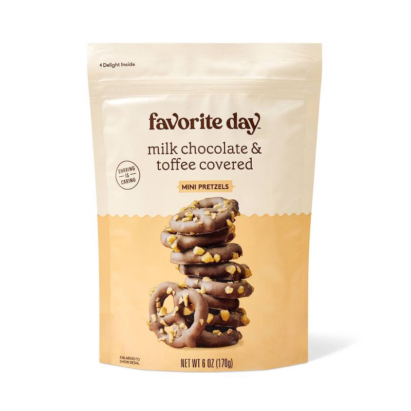 slide 1 of 3, Milk Chocolate and Toffee Covered Mini Pretzels - 6oz - Favorite Day™, 6 oz