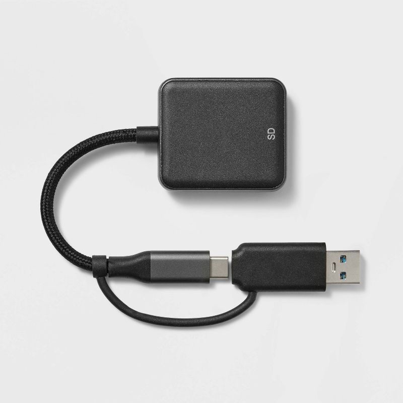 slide 1 of 3, 90MB/s Card Reader - heyday™ Black: USB & USB-C Connectivity, 1 ct