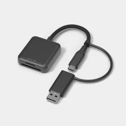 90MB/s Card Reader - heyday™ Black: USB & USB-C Connectivity