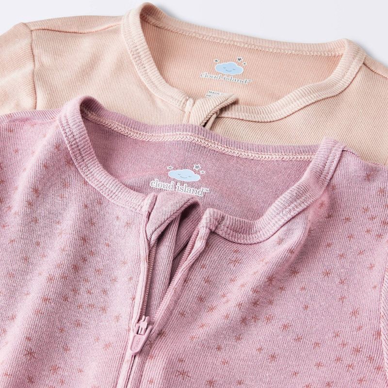 slide 3 of 4, Baby Girls' 2pk Stars So Very Soft Modal Blend Romper - Cloud Island™ Dark Pink 0-3M: Newborn Outfit, 2 ct