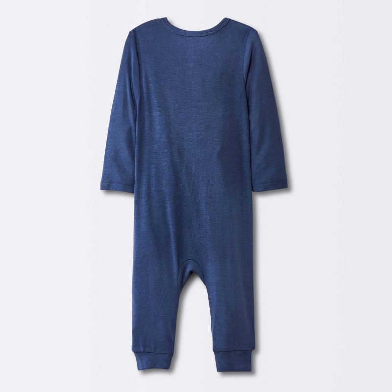 slide 2 of 4, Baby Boys' 2pk Stars So Very Soft Modal Blend Romper - Cloud Island™ Navy Blue 3-6M: Long Sleeve, Front Zipper, Machine Washable, 2 ct